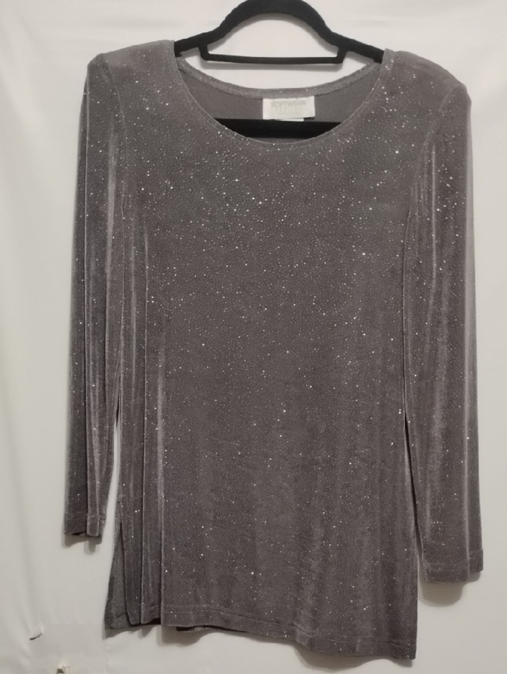 Software Petites Sparkle Velvet Long Sleeve Womens Dress - Gray
